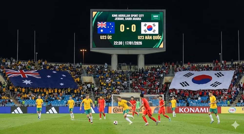 Trận đấu U23 Úc vs U23 Hàn Quốc. Hình minh họa