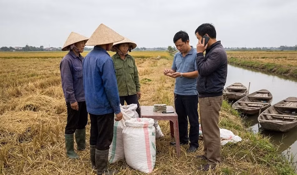 Giao dịch lúa tại ruộng diễn ra chậm, thương lái thu mua cầm chừng trong ngày - Ảnh minh họa