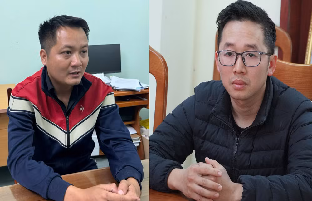 Đối tượng Nguyễn Văn Chung và Lê Hữu Minh tại cơ quan công an