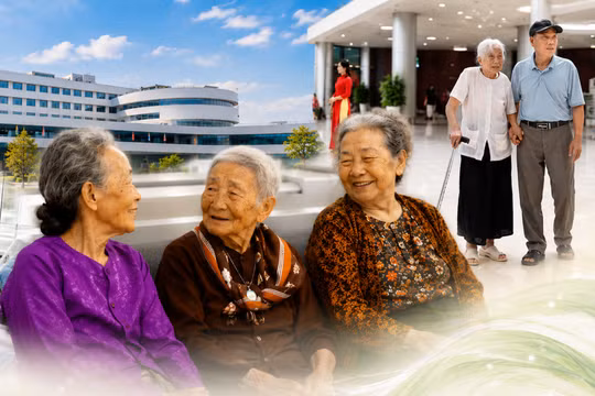 Cụ bà 98 tuổi háo hức đi khám trong ngày Bệnh viện Bạch Mai cơ sở Ninh Bình chính thức hoạt động