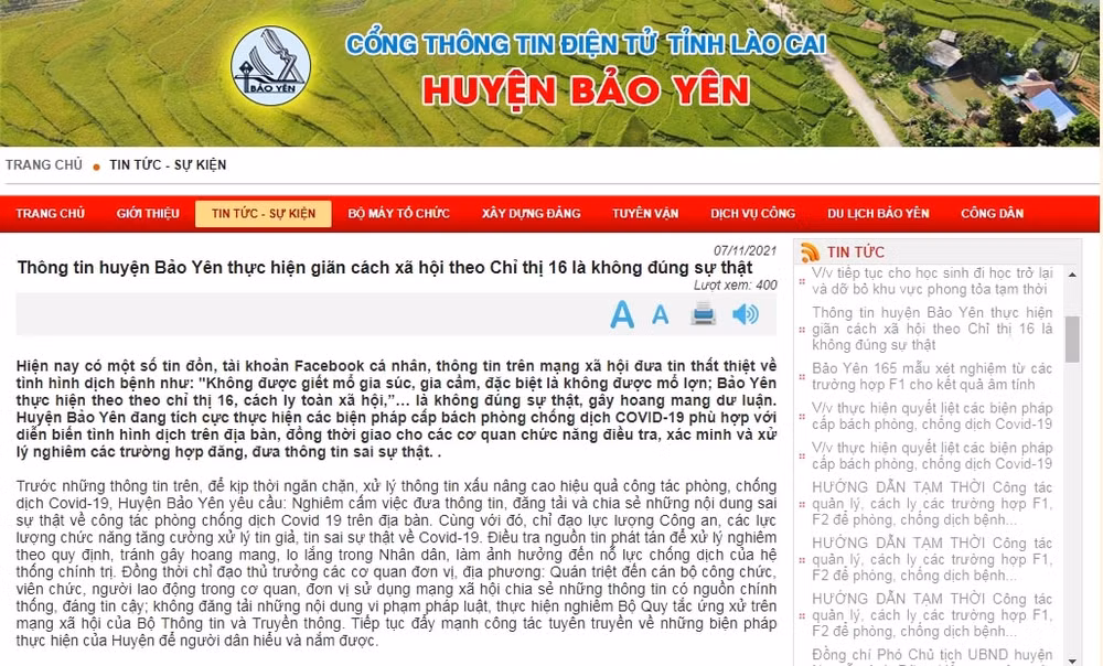 thong tin huyen bao yen lao cai thuc hien gian cach xa hoi theo chi thi 16 la khong dung su that hinh 1