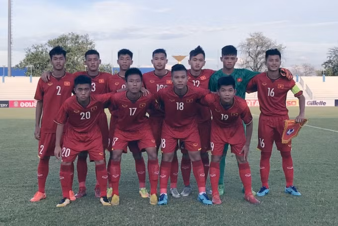 Đội hình xuất phát của ĐT U15 Việt Nam tại trận đấu với U15 Philippines. Ảnh: VFF