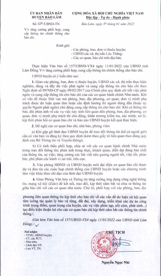 huyen bao lam tinh lam dong de nghi nha bao phong vien can co van ban khi gap lanh dao huyen hinh 1