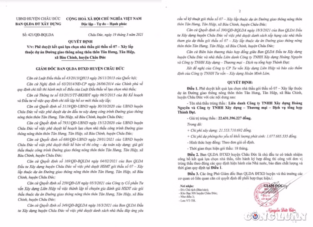ba ria vung tau lien tuc trung thau tiet kiem thap xay dung hoang nguyen van duoc goi ten tai nhieu goi thau cua bqlda dtxd huyen chau duc hinh 2