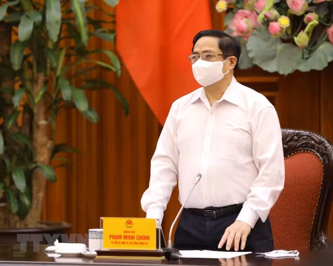Thủ tướng Chính phủ Phạm Minh Chính phát biểu chỉ đạo tại cuộc họp. Ảnh: TTXVN