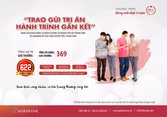 chuong trinh khuyen mai mung sinh nhat 34 nam agribanktrao gui tri an hanh trinh gan ket hinh 1