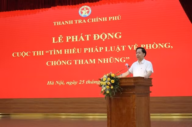 Phó Tổng Thanh tra Chính phủ Trần Ngọc Liêm, Trưởng ban Tổ chức phát biểu tại lễ phát động. Ảnh: PH
