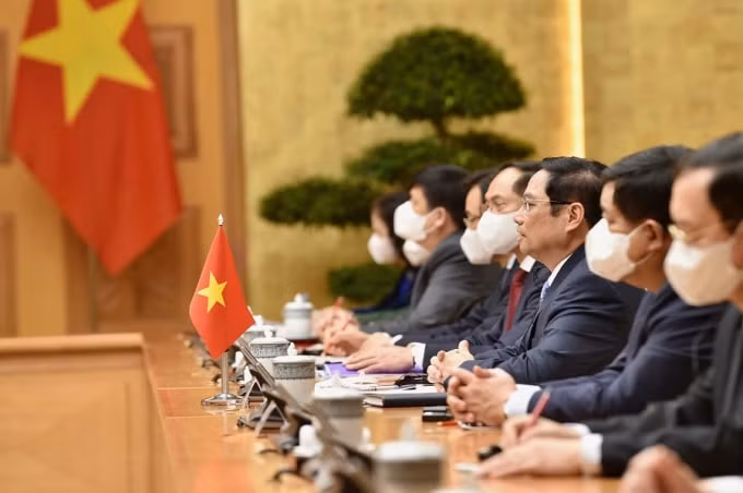 Đoàn đại biểu Chính phủ Việt Nam tại buổi tiếp.