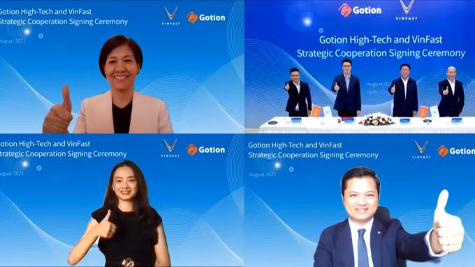 Lễ ký kết biên bản ghi nhớ hợp tác giữa VinFast và Gotion được thực hiện theo hình thức trực tuyến.