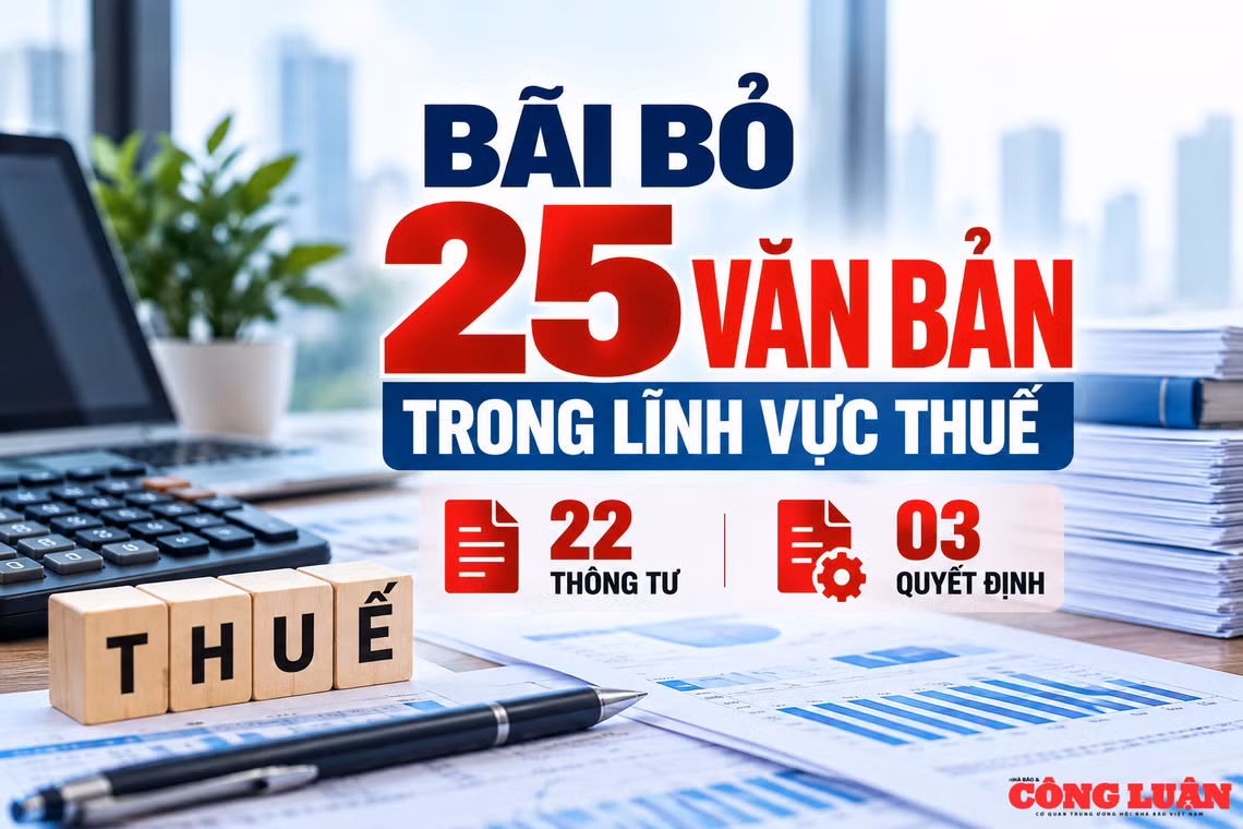 Bãi bỏ 25 văn bản trong lĩnh vực thuế từ hôm nay