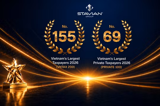 Tập đoàn Stavian được vinh danh trong Top 155 VNTAX 200 và Top 69 PRIVATE 100 năm 2026