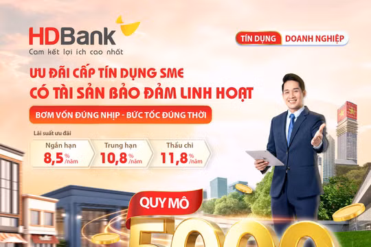 HDBank tung gói tín dụng “SME Linh hoạt”: Cho vay đến 100% tài sản bảo đảm, kích hoạt gói ưu đãi lãi suất, với quy mô 30.000 tỷ đồng