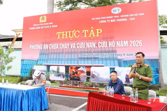 Công ty Môi trường - TKV: Tổ chức thành công thực tập phương án chữa cháy và cứu nạn cứu hộ