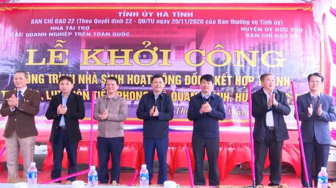 Lãnh đạo tỉnh Hà Tĩnh và huyện Đức Thọ làm lễ động thổ