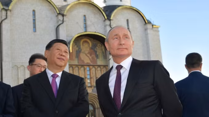 Tổng thống Nga Vladimir Putin và người đồng cấp Trung Quốc Tập Cận Bình thăm Điện Kremlin sau cuộc hội đàm tại Moscow vào tháng 6 năm 2019. Ảnh: Điện Kremlin / Reuters