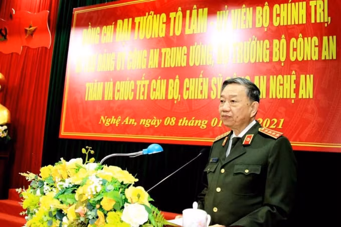 Đại tướng Tô Lâm - Ủy viên Bộ Chính trị, Bộ trưởng Bộ Công an phát biểu chỉ đạo.