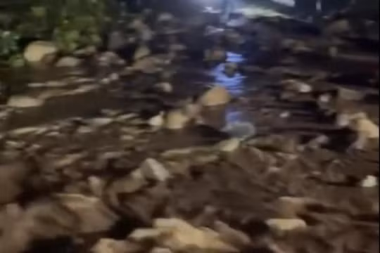 Lũ cuốn đất đá xuống đèo Đa Mi, tràn vào nhà dân ở Lâm Đồng