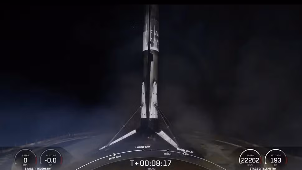 spacex lan dau tien dua phi hanh doan bay quanh hai cuc trai dat hinh 1