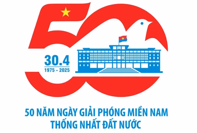cong bo logo tuyen truyen ky niem 50 nam ngay giai phong mien nam hinh 1