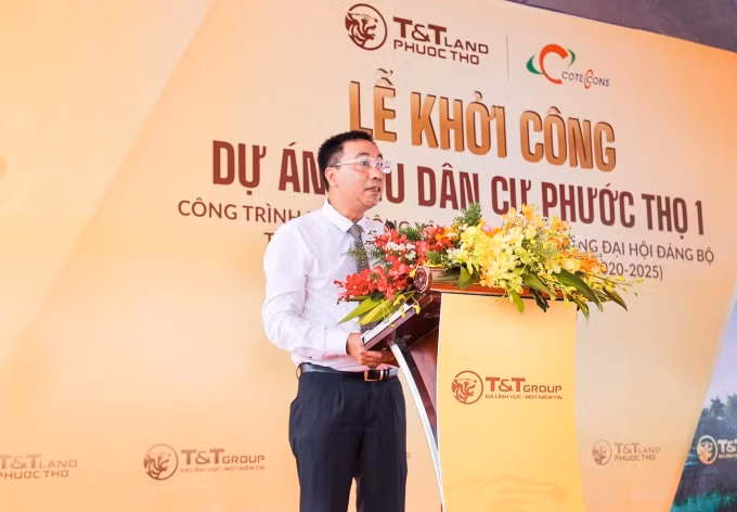 Ông Nguyễn Anh Tuấn, Phó Tổng Giám đốc Tập đoàn T&T Group phát biểu tại Lễ khởi công dự án.