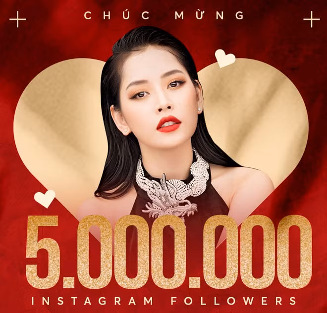 Chi Pu là nghệ sĩ nữ đầu tiên cán mốc 5 triệu lượt theo dõi trên mạng xã hội Instagram. Ảnh: internet.
