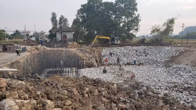 Công trường thi công Dự án “Nâng cấp trạm bơm Yên Thành” ở thời điểm đầu năm 2020.