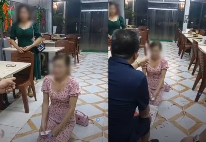 Hình ảnh phản cảm của đối tượng chủ quán Nhắng nướng Hiền Thiện. Ảnh cắt từ Clip