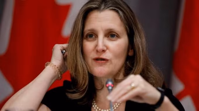 Phó Thủ tướng Canada Chrystia Freeland. Ảnh: Reuters