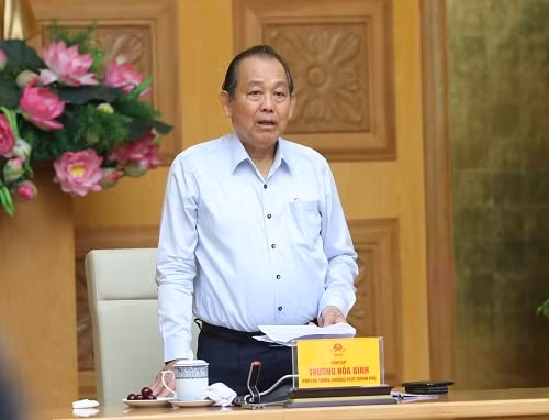 Phó Thủ tướng Thường trực Chính phủ Trương Hòa Bình phát biểu tại Phiên họp - Ảnh: VGP/Lê Sơn