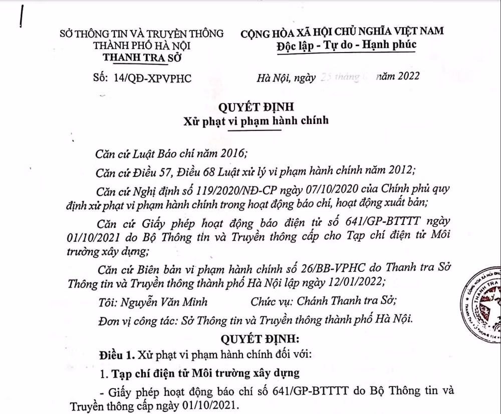 thanh tra so thong tin va truyen thong ha noi xu phat mot tap chi 100 trieu dong hinh 1