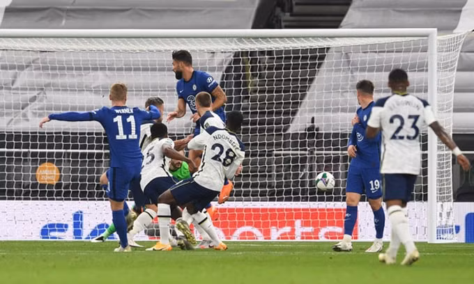 Tân binh Werner ghi bàn thắng đầu tiên cho Chelsea ở phút 19. Ảnh: internet.