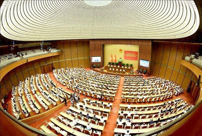 Toàn cảnh hội nghị tại điểm cầu Trung tâm - Phòng họp Diên Hồng, Nhà Quốc hội, Hà Nội. Ảnh: Phương Hoa/TTXVN.