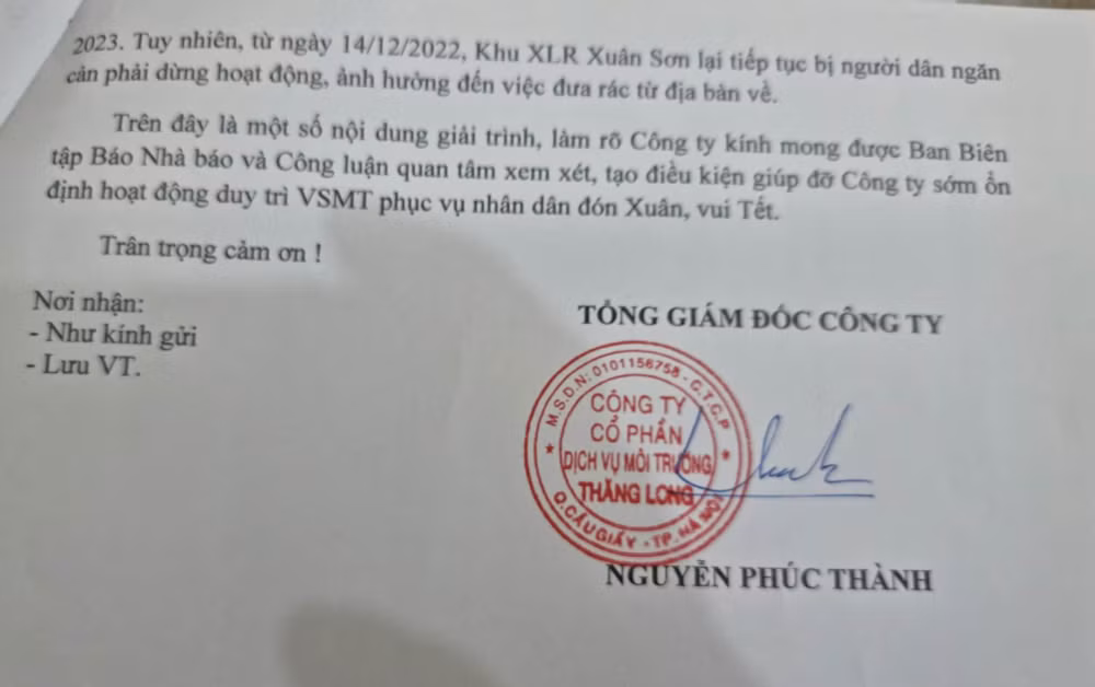 cong ty cp dich vu moi truong thang long li giai ve viec rac thai ton dong tai thuong tin hinh 3