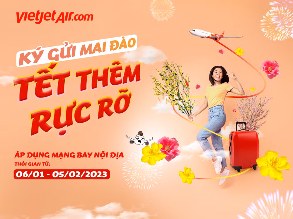 mang xuan ve nha vietjet van chuyen mai dao tet 2023 hinh 1