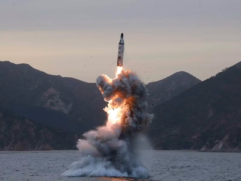 Tên lửa Triều Tiên phóng thử năm 2017. Ảnh: KCNA.