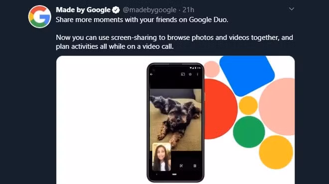 Một đoạn tweet giới thiệu tính năng mới của Google. Ảnh: internet.