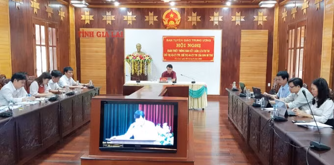 Quang cảnh hội nghị tại điểm cầu Gia Lai. Ảnh: Duy Lê.