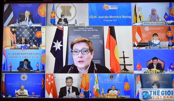 Bộ trưởng Ngoại giao Australia Marise Payne phát biểu tại Hội nghị Bộ trưởng Ngoại giao ASEAN - Australia. Ảnh: TG&VN
