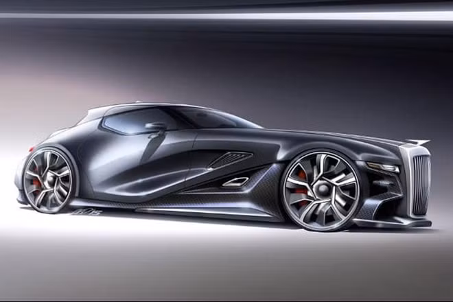 Bản phác thảo mẫu xe hiện đại Duesenberg GT của Alexander Opanasenko. Ảnh: TL