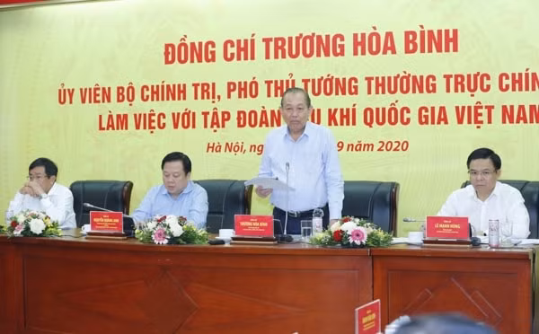Phó Thủ tướng Trương Hòa Bình phát biểu tại cuộc làm việc. Ảnh: VGP