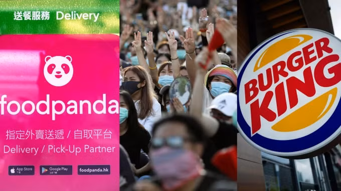 Foodpanda và Burger King nằm trong số khoảng 25 công ty được cư dân mạng xác định là nhà quảng cáo trên Nation TV ủng hộ chính phủ - Ảnh AP/Reuters