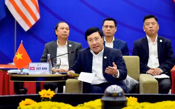 Phó Thủ tướng Phạm Bình Minh nêu 5 ưu tiên của Việt Nam trong vai trò Chủ tịch ASEAN 2020. Ảnh: Tuấn Anh