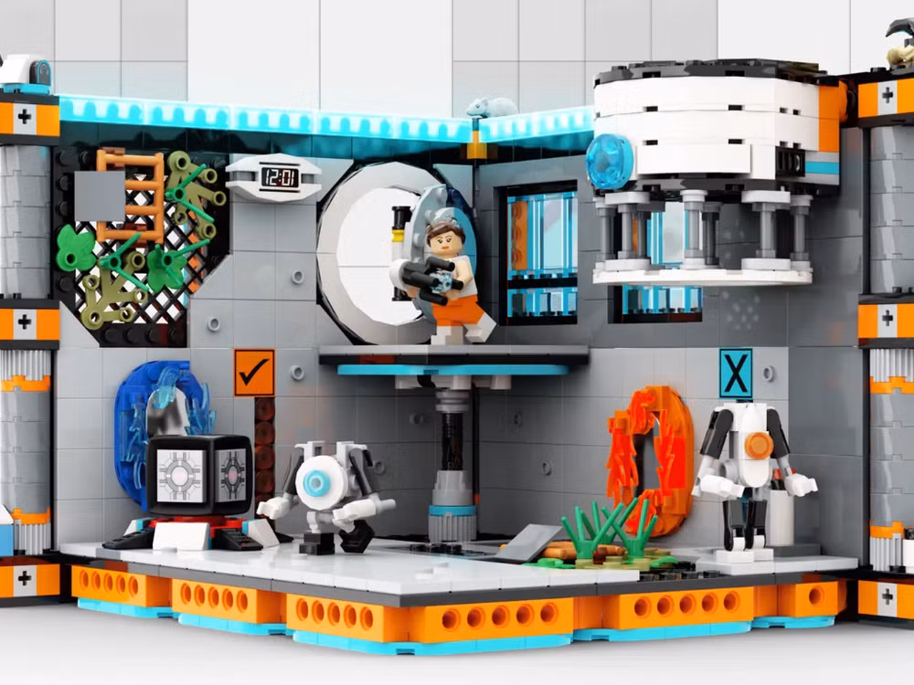 Bộ lắp ráp LEGO Ideas Portal 2 Test Chamber Creator với thiết kế mô-đun linh hoạt