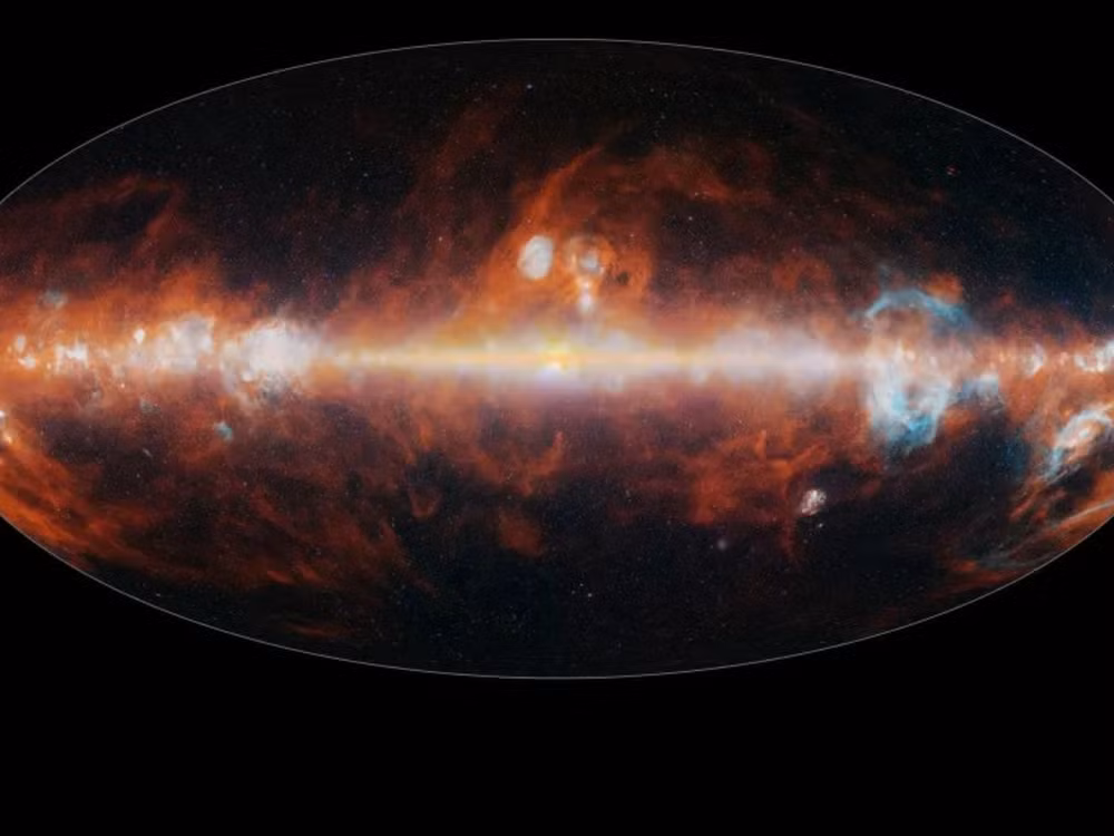 Hình ảnh minh họa các dải màu được phát ra chủ yếu từ các ngôi sao trong bản đồ của NASA