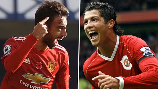 HLV Solskjaer nhận định về bộ đôi Bruno Fernandes với Ronaldo. Ảnh: TL