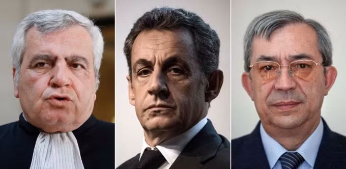 Cựu tổng thống Pháp Nicolas Sarkozy (giữa), luật sư cá nhân Thierry Herzog (phải) và thẩm phán Gilbert Azibert. Ảnh: GAS