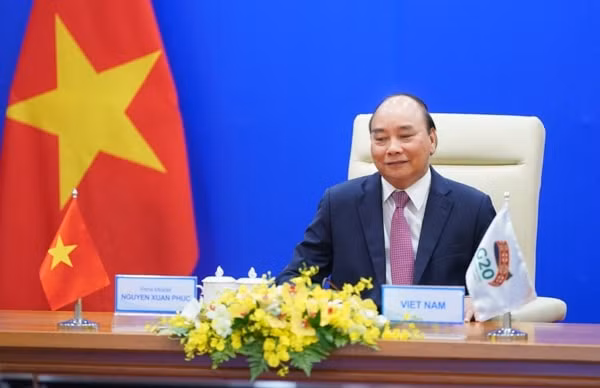 Thủ tướng Nguyễn Xuân Phúc phát biểu tại Hội nghị Thượng đỉnh G20. Ảnh: VGP